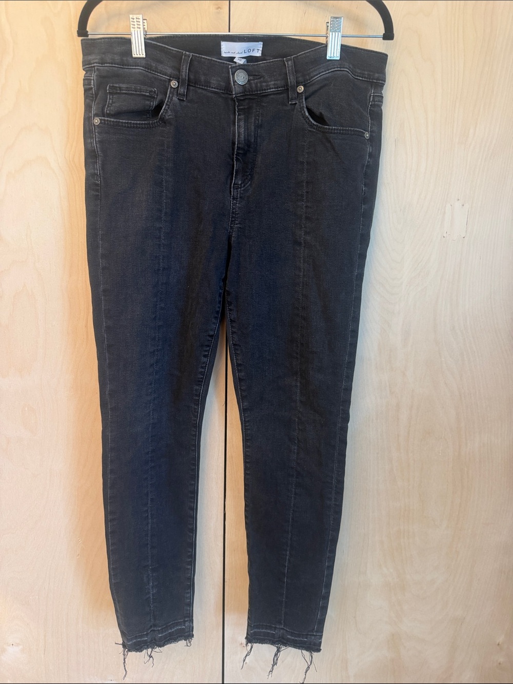 LOFT Black Skinny Jeans with Raw Hem